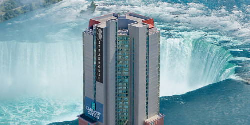 Embassy Suites by Hilton: 1-Night Stay in Niagara Falls Near the Falls and Attractions Embassy Suites by Hilton: 1-Night Stay in Niagara Falls Near the Falls and Attractions